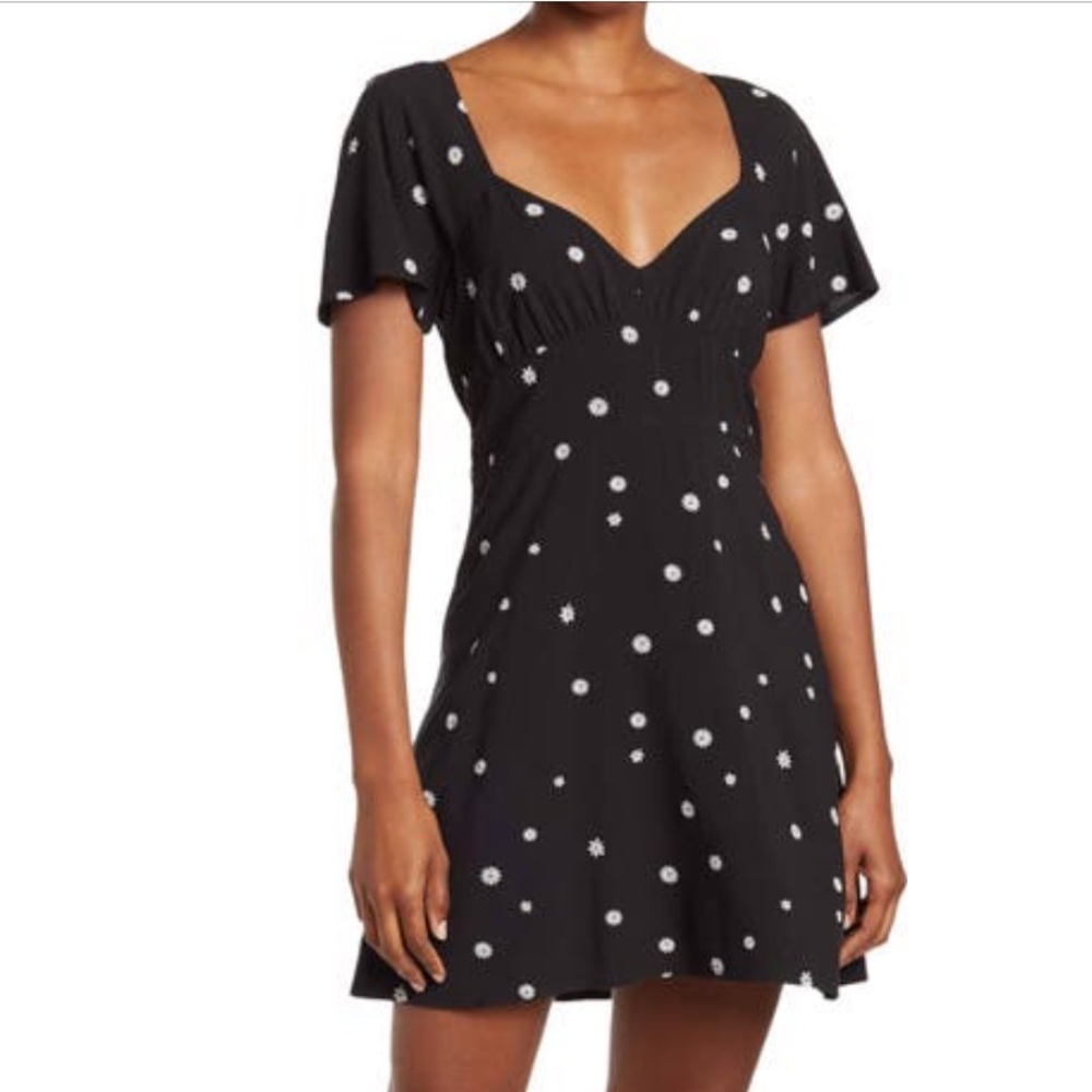 Black floral skater mini dress